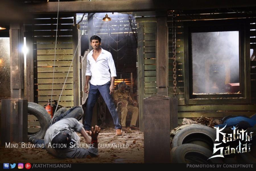 Kaththi Sandai is an upcoming Tamil movie written and directed by Suraj. The film stars Vishal and Tamannaah in the lead role, while Jagapati Babu, Vadivelu, Soori, Tarun Arora, Sampath Raj, Balaji and Aarthi appears in the supporting role. Kaththi Sandai,Kaththi Sandai pics,Kaththi Sandai images,Kaththi Sandai photos,Kaththi Sandai stills,Kaththi Sandai pictures,Vishal,Tamannaah,Jagapati Babu, Vadivelu, Soori, Tarun Arora, Sampath Raj, Balaji,Kaththi Sandai latest movie stills,Kaththi Sanda