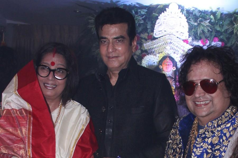 The Lakshmi Pooja at the Lahiri House in Juhu saw people walk in hordes to pay their respects to Goddess Lakshmi. Besides Bappi Lahiri and family Bappa Lahiri, Taneesha Lahiri, Chitrani Lahiri, Rema and Govind Bansal, Swastik Bansal, celebrities of the likes of Jeetendra, Alka Yagnik, Lalit Pandit, Sumona Chatterjee, Babul Supriyo, Kavita Kaushik among others were seen at the pooja. Check out the adjacent pictures! Bappi Lahiri celebrates Lakshmi Pooja,Jeetendra,Alka Yagnik,Lalit Pandit,Sumona Chatterjee,Babul Supriyo,Bappi Lahiri