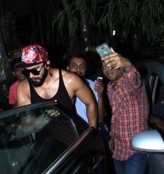 Photos of Bollywood actor Ranveer Singh spotted at Otters Club, Bandra.