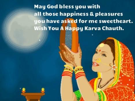 May you enjoy your beautiful married life and may no one cast his evil eyes on your wonderful loving relationship! Happy Karwa Chauth!