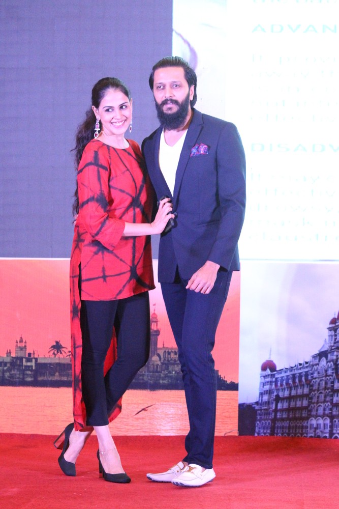 Photos of Bollywood actor Riteish Deshmukh and Genelia D'souza during the launch of the Labour Analgesia App in Mumbai on Oct 16, 2016. Riteish Deshmukh & Genelia D'souza,Riteish Deshmukh and Genelia D'souza,Riteish Deshmukh,Genelia D'souza,Labour Analgesia app,Birth Ease,Birth Ease app