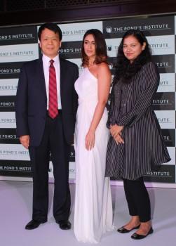 Photos of Actress Ileana D'Cruz and Amy Jackson during the launch of Pond's Institute and Pond's Skincare products in Mumbai on Oct. 18, 2016.
