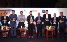India Test captain Virat Kohli, chief coach Anil Kumble, team director Ravi Shastri, former Indian cricketers Kapil Dev and Virender Sehwag during the book release "Driven: The Virat Kohli Story" authored by Vijay Lokapally in New Delhi on Oct 18, 2016.