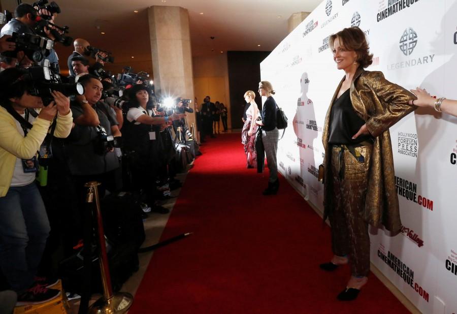 Actor Sigourney Weaver poses at the 30th annual American Cinematheque Award ceremony in Beverly Hills, California. 30th Annual American Cinematheque Award,Annual American Cinematheque Award,Sigourney Weaver,Matt Damon,Kristen Wiig,Bradley Cooper,Sonia Braga,Russell Crowe,Andy Garcia,Ben Kingsley,Director Ridley Scott