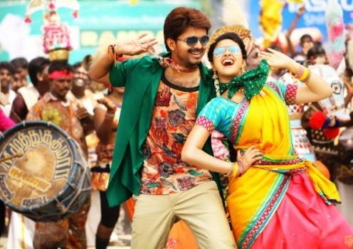 Bairavaa is an upcoming Tamil action thriller movie written, directed and produced by Bharathan. The film stars Vijay and Keerthy Suresh in the lead role, while Aparna Vinod, Papri Ghosh, Sathish, Rajendran, Jagapathi Babu, Daniel Balaji, Mime Gopi, Harish Uthaman, Sharath Lohitashwa, Sreeman, Y.G. Mahendra, Vijayaraghavan, Sugunthan, Prabhu in a cameo, Santhanam, Baby Monika Siva and Roshan Basheer appears in the supporting role. The songs and background score for the film are composed by Santhosh Narayanan.