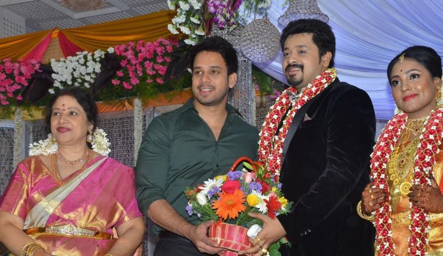 Bharath at Actress Jayachitra's son Amresh Ganesh and Keerthi Hanusha Wedding Reception. Jyothika,Vishal,Shanthanu,Jayachitra son Amresh Keerthi Wedding Reception,Amresh Keerthi Wedding Reception,Amresh Keerthi,Keerthi Hanusha Wedding Reception