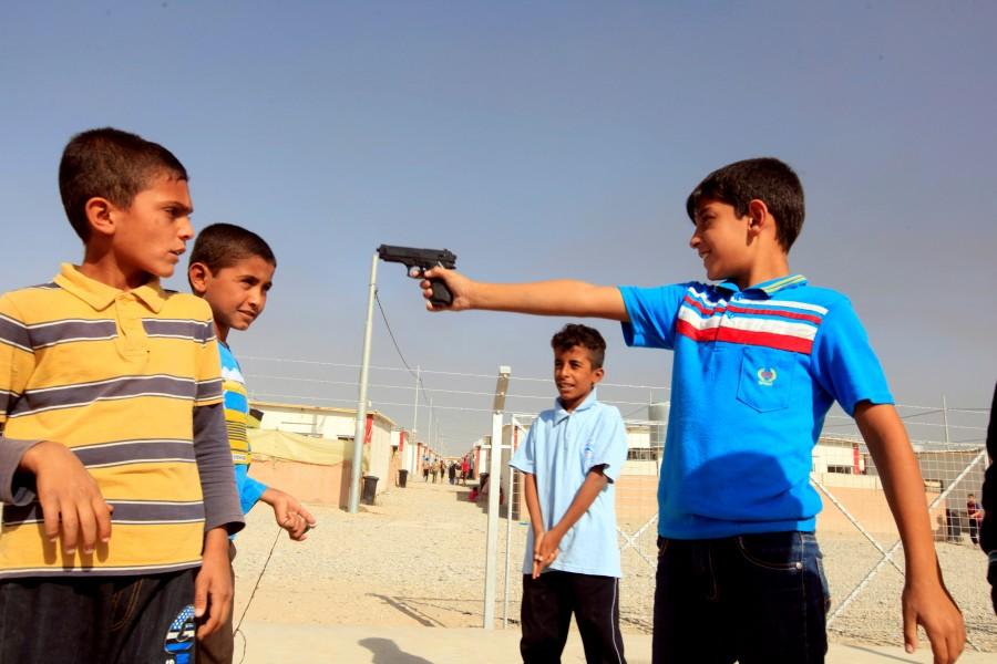 Displaced children who fled Islamic State militants from Mosul play at Deepaka camp in the northwest of Erbil, Iraq. Mosul,Iraqi forces,Islamic State,assault on Mosul,Mosul offensive,Mosul civilians,Fleeing Mosul,Assault on ISIS in Mosul,Assault on ISIS,ISIS