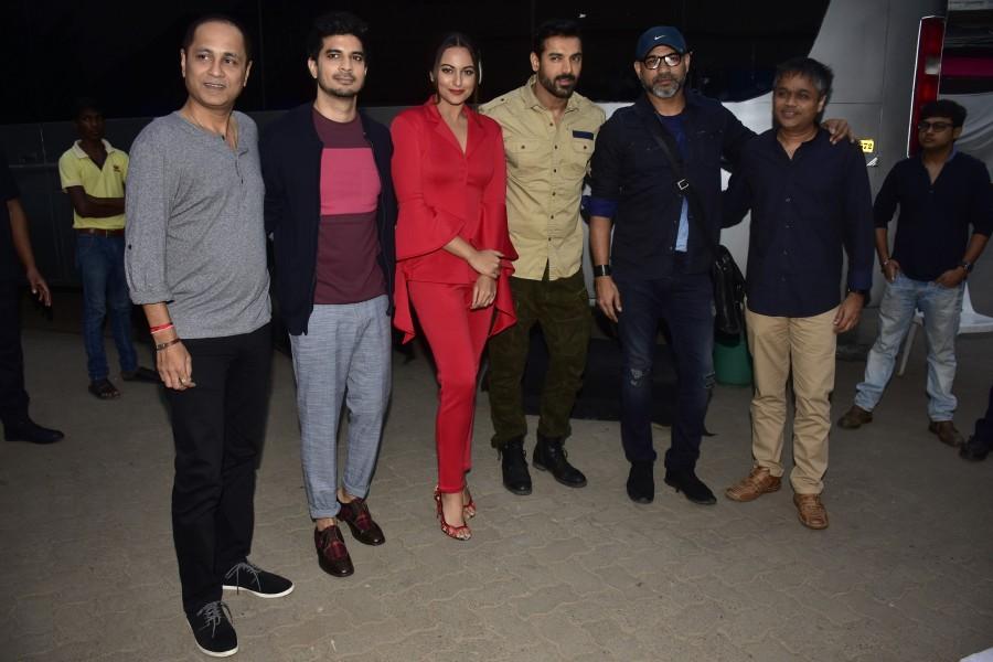 The team of Force 2, Ajit Andhare, Vipul Amrutlal Shah, Abhinay Deo, John Abraham, Sonakshi Sinha and Tahir Raj Bhasin graced the event which took place at a suburban studio. John Abraham,Sonakshi Sinha,Tahir Bhasin,Rang Lal,Rang Lal song launch,Rang Lal song,Force 2,bollywood movie Force 2,Rang Lal music launch,Rang Lal video