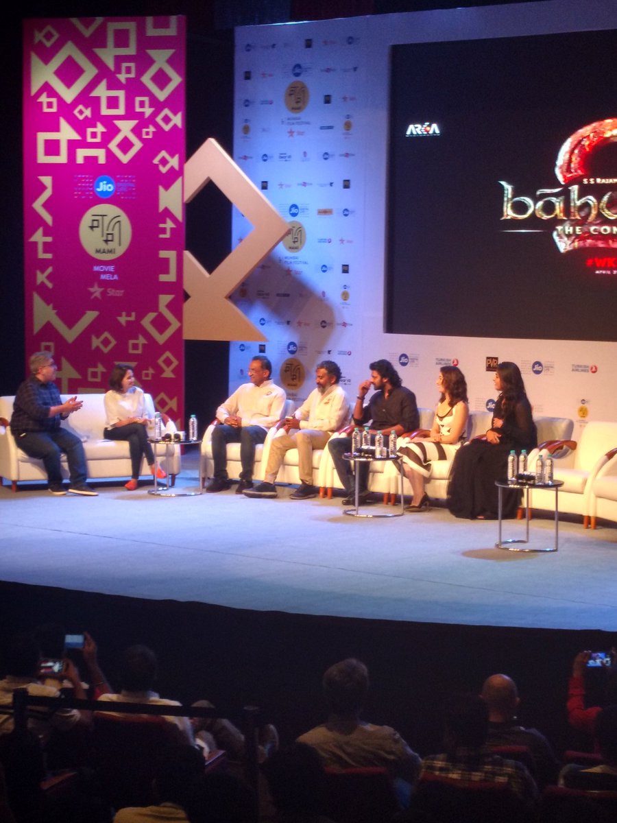 The motion poster of S.S. Rajamouli's "Baahubali 2: The Conclusion" made a thunderous debut on Saturday at the ongoing Jio MAMI 18th Mumbai Film Festival with Star. S. S. Rajamouli,Prabhas,Tamannaah,Bahubali 2 first look launch,Bahubali 2 first look,Bahubali 2,bahubali 2 first look launch live,Bahubali 2 first look poster,Bahubali 2 poster