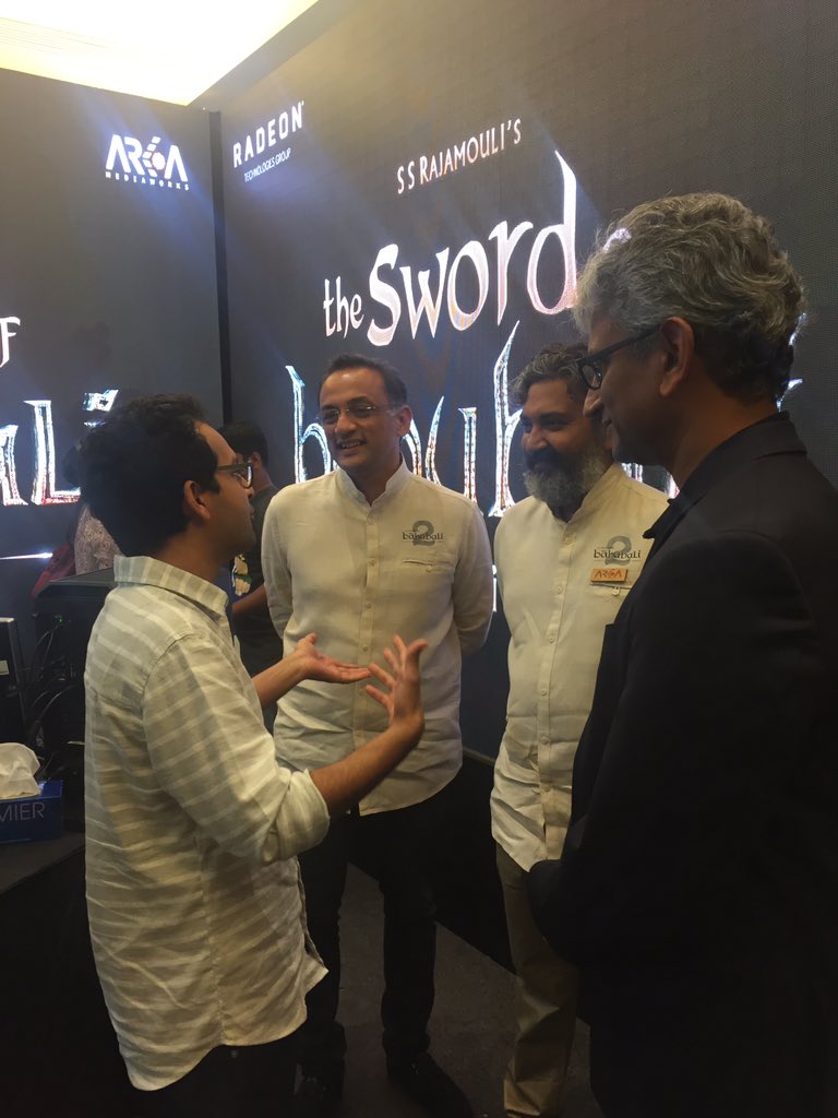 The "Baahubali" team also launched the teaser to a virtual reality spin-off film, set around the world of Baahubali and gave the audience a sneak peek into a game and a comic, based on the epic franchise. S. S. Rajamouli,Prabhas,Tamannaah,Bahubali 2 first look launch,Bahubali 2 first look,Bahubali 2,bahubali 2 first look launch live,Bahubali 2 first look poster,Bahubali 2 poster