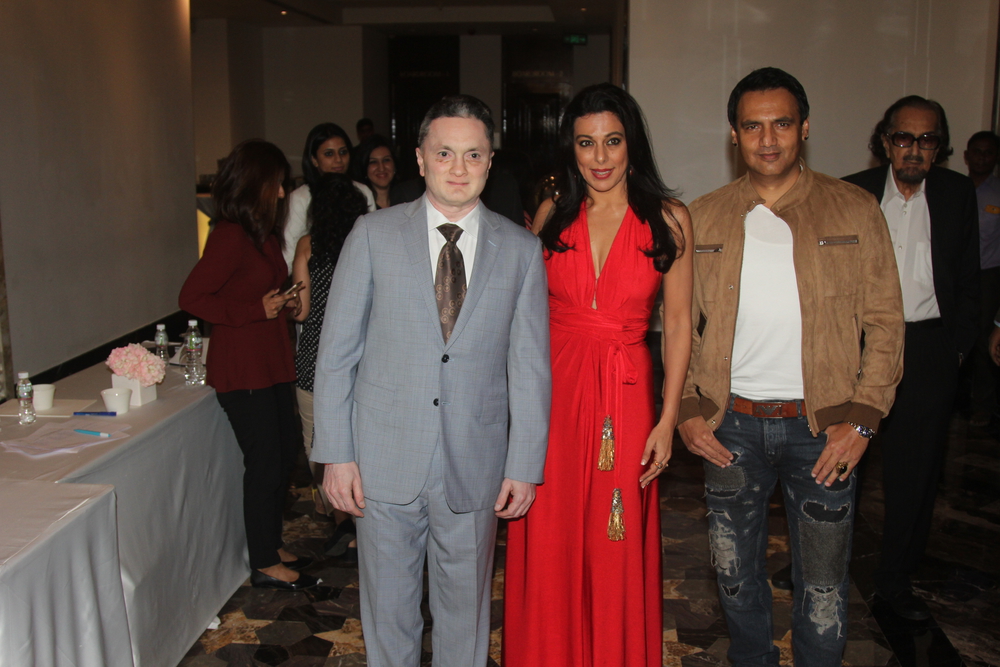 Theater personality and ad filmmaker Alyque Padamsee, actor Pooja Bedi, Gautam Singhania, CMD, Raymond Group and model Marc Robinson during the launch of KamaSutra Honeymoon Surprise Pack, in Mumbai, on Oct 21, 2016. Pooja Bedi,KamaSutra Honeymoon Surprise Pack,KamaSutra Honeymoon,Honeymoon Surprise Pack,KamaSutra,kamasutra condoms,kamasutra condom,Pooja Bedi launches KamaSutra Honeymoon Surprise Pack