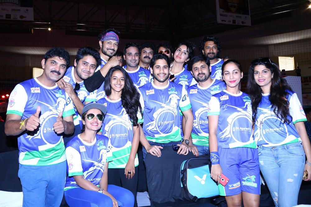 Celebrity Badminton League 4th match inauguration event held at Gachibowli Indoor Stadium in Hyderabad. Celebs like Naga Chaitanya, Arya, Jayaram, Prasanna, Vaibhav Reddy, Tarun, Srikanth, Lakshmi Manchu, Aindrita Ray, Sanjjanaa, Tejaswi Madivada, Suja Varunee, Sudheer Babu, Iniya, Gayathrie Shankar, Rupa Manjari Sanghavi and other stars have graced the event. Celebrity Badminton League Launch,Celebrity Badminton League,Naga Chaitanya,Arya,Jayaram,Prasanna,Vaibhav Reddy,Tarun,Srikanth,Lakshmi Manchu,Aindrita Ray,Sanjjanaa,Tejaswi Madivada,Suja Varunee,Sudheer Babu,Iniya,Gayathrie Shankar,Rupa Manjari,Sanghavi