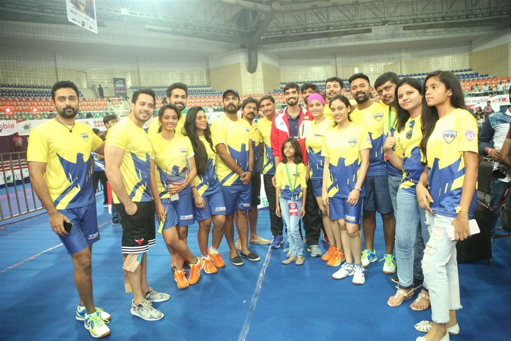Celebrity Badminton League 4th match inauguration event held at Gachibowli Indoor Stadium in Hyderabad. Celebs like Naga Chaitanya, Arya, Jayaram, Prasanna, Vaibhav Reddy, Tarun, Srikanth, Lakshmi Manchu, Aindrita Ray, Sanjjanaa, Tejaswi Madivada, Suja Varunee, Sudheer Babu, Iniya, Gayathrie Shankar, Rupa Manjari Sanghavi and other stars have graced the event. Celebrity Badminton League Launch,Celebrity Badminton League,Naga Chaitanya,Arya,Jayaram,Prasanna,Vaibhav Reddy,Tarun,Srikanth,Lakshmi Manchu,Aindrita Ray,Sanjjanaa,Tejaswi Madivada,Suja Varunee,Sudheer Babu,Iniya,Gayathrie Shankar,Rupa Manjari,Sanghavi