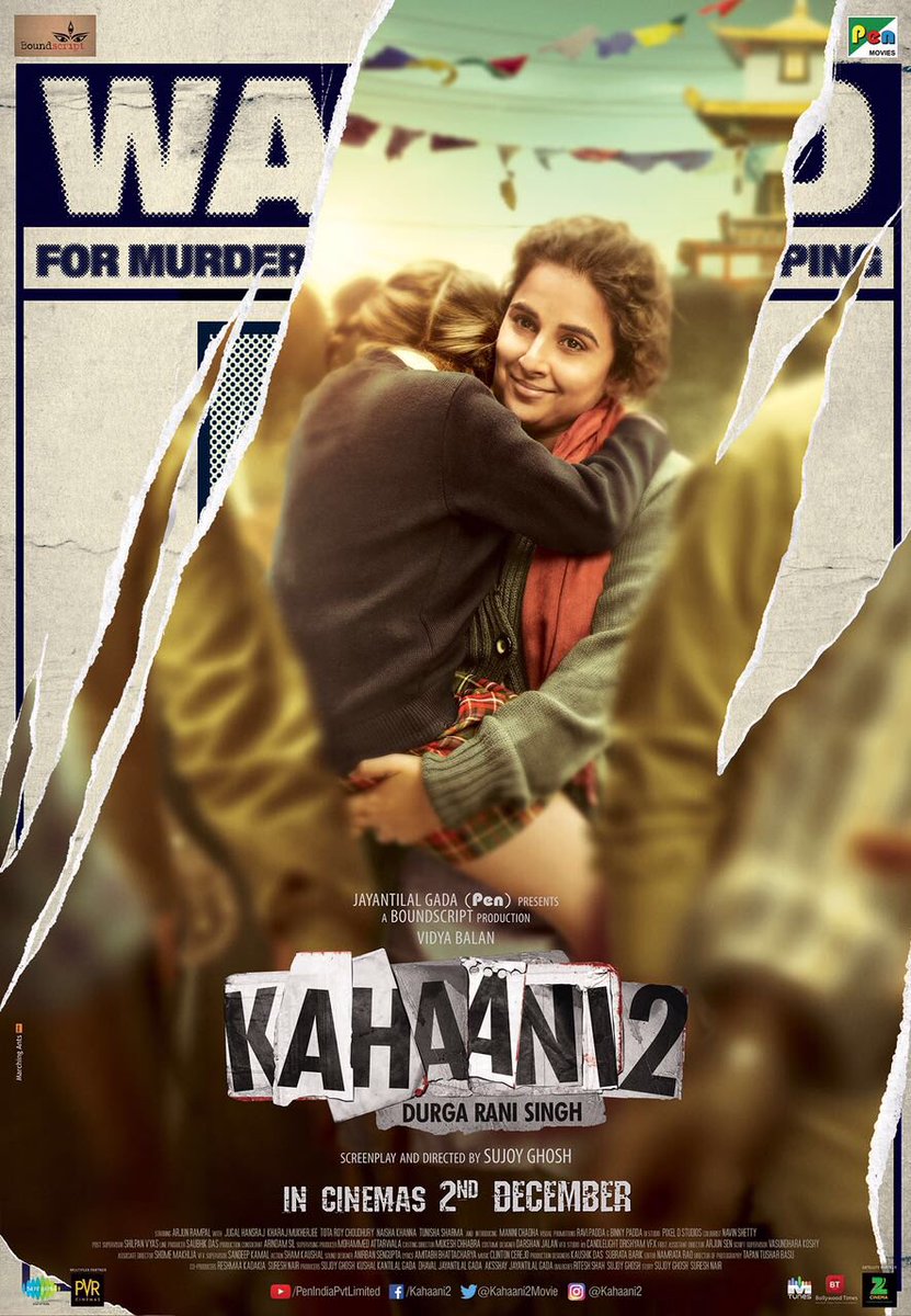 "Kahaani 2" is jointly produced by Kushal Kantilal Gada, Dhaval Jayantilal Gada, Aksshay Jayantilal Gada and Sujoy Ghosh. The film, which is slated to hit the screens on December 2, also features Arjun Rampal in a key role. Vidya Balan,vidya balan kahaani 2,Vidya Balan wanted in Kahaani 2,Vidya Balan wanted,Vidya Balan in Kahaani 2,Kahaani 2,Kahaani 2 poster,Kahaani 2 first look,Kahaani 2 first look poster
