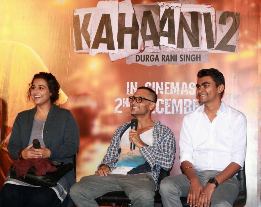 Photos of Filmmaker Sujoy Ghosh and actress Vidya Balan during the trailer launch of film Kahaani 2 on Oct 25, 2016. Vidya Balan,Vidya Balan at Kahani 2 trailer launch,Kahani 2 trailer launch,Kahani 2 trailer,Kahani 2 trailer launch pics,Kahani 2 trailer launch images,Kahani 2 trailer launch photos,Kahani 2 trailer launch stills,Kahani 2 trailer launch pictures
