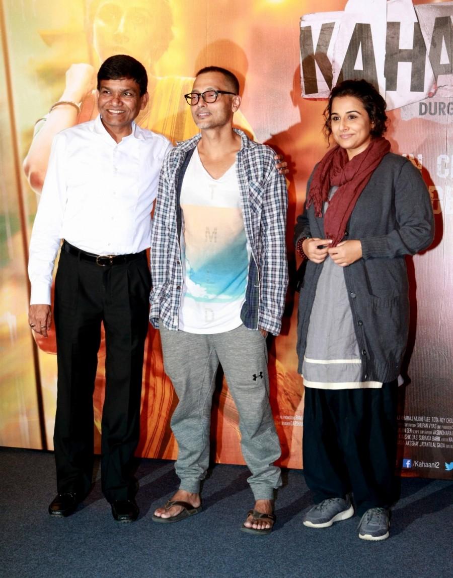 Photos of Filmmaker Sujoy Ghosh and actress Vidya Balan during the trailer launch of film Kahaani 2 on Oct 25, 2016. Vidya Balan,Vidya Balan at Kahani 2 trailer launch,Kahani 2 trailer launch,Kahani 2 trailer,Kahani 2 trailer launch pics,Kahani 2 trailer launch images,Kahani 2 trailer launch photos,Kahani 2 trailer launch stills,Kahani 2 trailer launch pictures