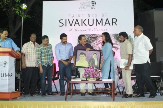 Paintings of actor Sivakumar Book Launch event held at Chennai. Celebs like Suriya, Karthi, N Lingusamy, Tamilaruvi Manian, Rajiv Menon, Vasanth and others graced the occasion.