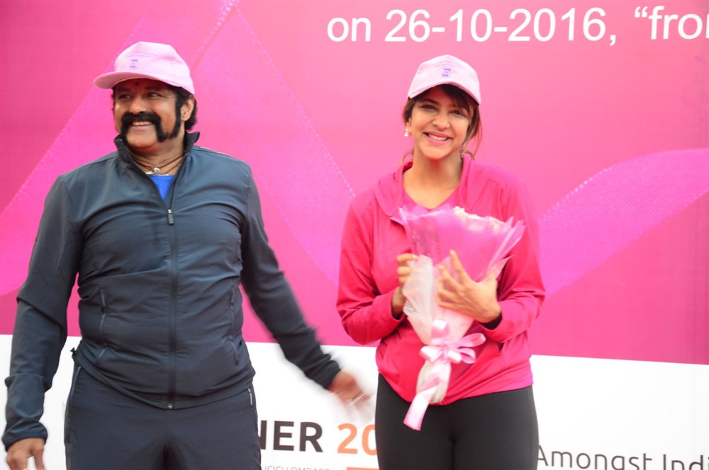 Photos of TDP MLA and Actor Nandamuri Balakrishna, actress Manchu Lakshmi and TRS MP Kavitha have participated in Breast Cancer Awareness Pink Walk which was held at KBR Park in Hyderabad. Balakrishna,Lakshmi Manchu,Nandamuri Balakrishna,Breast Cancer Awareness Walk,Breast Cancer,Breast Cancer Awareness,Balakrishna at Breast Cancer Awareness Walk,Lakshmi Manchu at Breast Cancer Awareness Walk