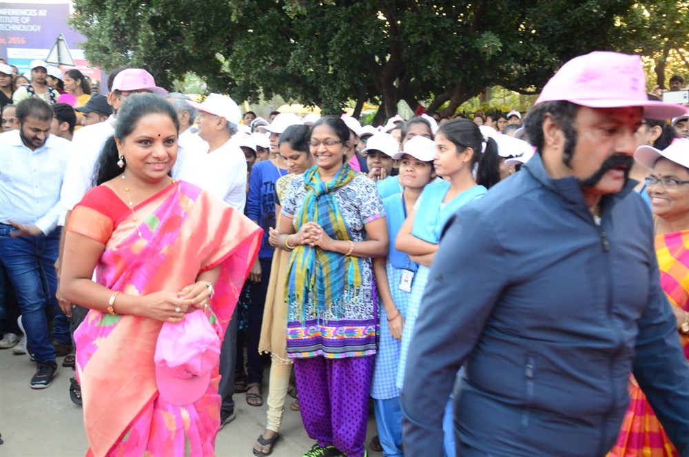Photos of TDP MLA and Actor Nandamuri Balakrishna, actress Manchu Lakshmi and TRS MP Kavitha have participated in Breast Cancer Awareness Pink Walk which was held at KBR Park in Hyderabad. Balakrishna,Lakshmi Manchu,Nandamuri Balakrishna,Breast Cancer Awareness Walk,Breast Cancer,Breast Cancer Awareness,Balakrishna at Breast Cancer Awareness Walk,Lakshmi Manchu at Breast Cancer Awareness Walk
