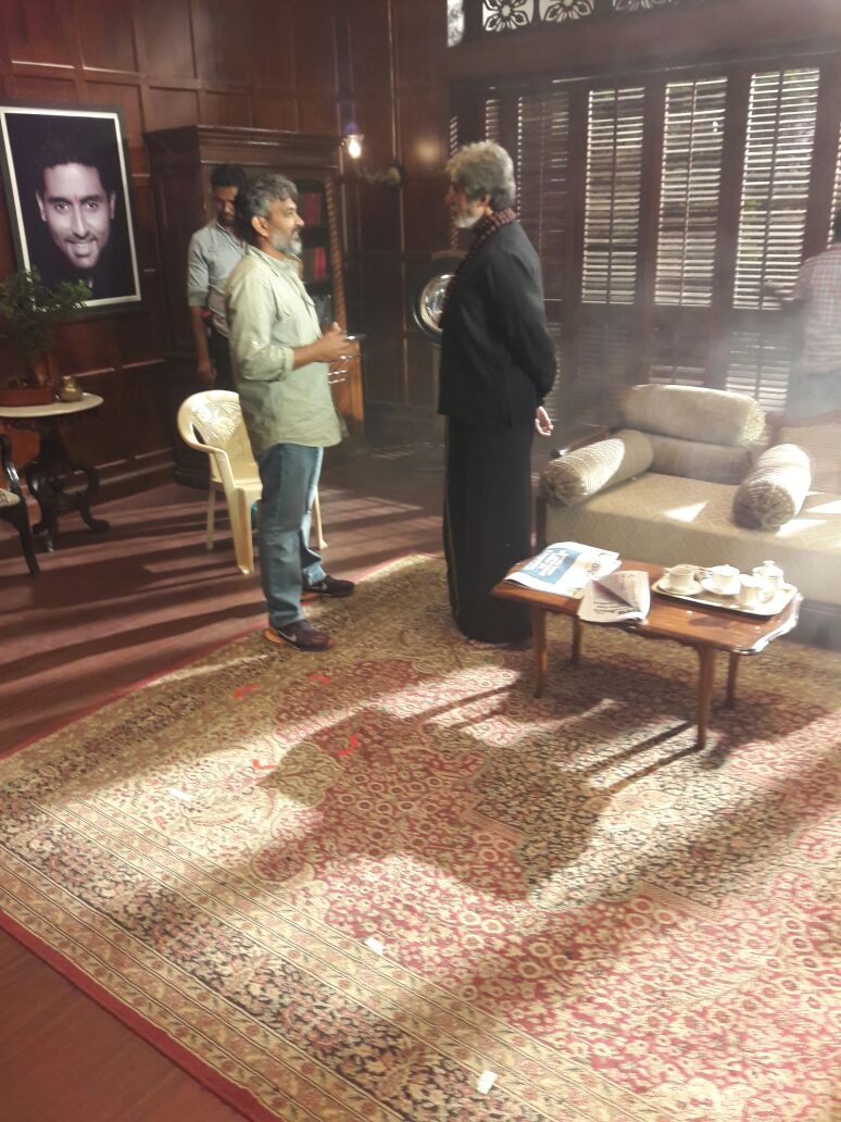 Photos of Baahubali director SS Rajamouli meets Bollywood megastar Amitabh Bachchan on the sets of Sarkar 3. Baahubali,SS Rajamouli,SS Rajamouli meets Amitabh Bachchan,Amitabh Bachchan,Sarkar 3,Sarkar 3 on the sets