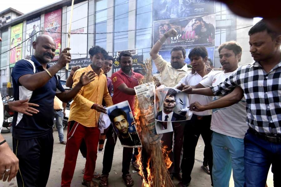 The members of Bajrang Dal's Purulia district wing gathered in large numbers outside a Purulia-based multiplex right in the morning to protest against the screening of the film. Bajrang Dal,Ae Dil Hai Mushkil,protests screening of Ae Dil Hai Mushkil,Fawad Khan,Pakistani actor Fawad Khan,Karan Johar