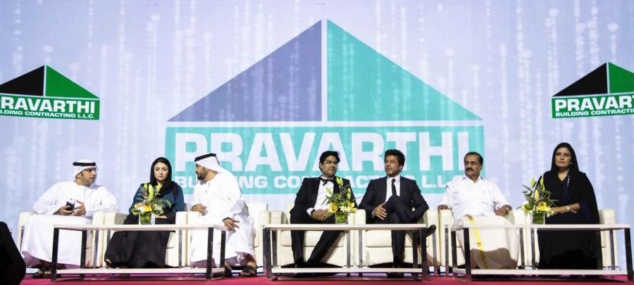 Actor Shah Rukh Khan during the inauguration of Pravarthi Building Contracting LLC's headquarters in Dubai on Oct 31, 2016. Shah Rukh Khan,Pravarthi Building Contracting LLC's headquarters inauguration,Actor Shah Rukh Khan,Pravarthi Building