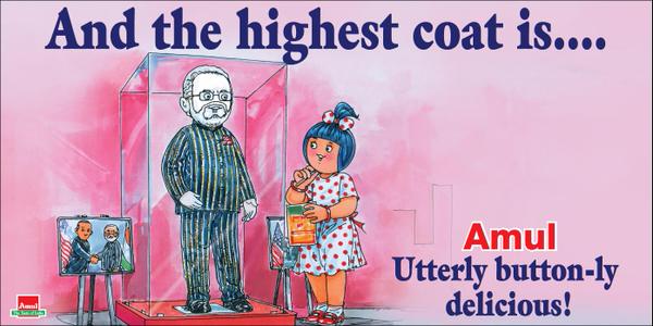 Amul Ad on Bidding for PM Narendra Modi's pinstriped suits Amul,Amul butter,Amul Posters,Amul ads,impressive ads,my choice,yemen,Smriti Irani,photos