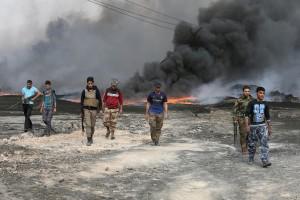 Black skies of Mosul,Islamic State,Apocalyptic scenes,Black oil,Battle for Mosul,ISIS