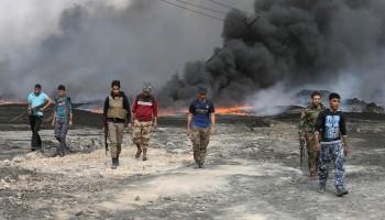 Black skies of Mosul,Islamic State,Apocalyptic scenes,Black oil,Battle for Mosul,ISIS