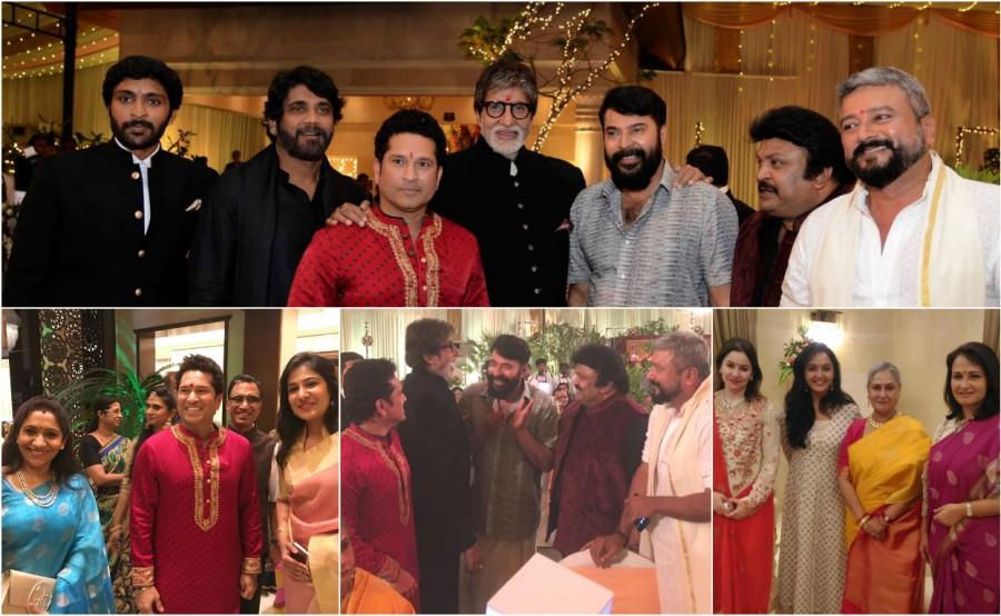 Kalyan Group hosted a Diwali celebration in Thrissur, Kerala on Thursday, November 3. The grand event was attended by many celebrities who are associated with the popular jewellery and textile brand based in Kerala. Diwali bash,amitabh bachchan,mammootty,Akkineni Nagarjuna,prabhu,jayaram,manju warrier,celebs attend diwali bash in thrissur,kalyan group diwali celebration