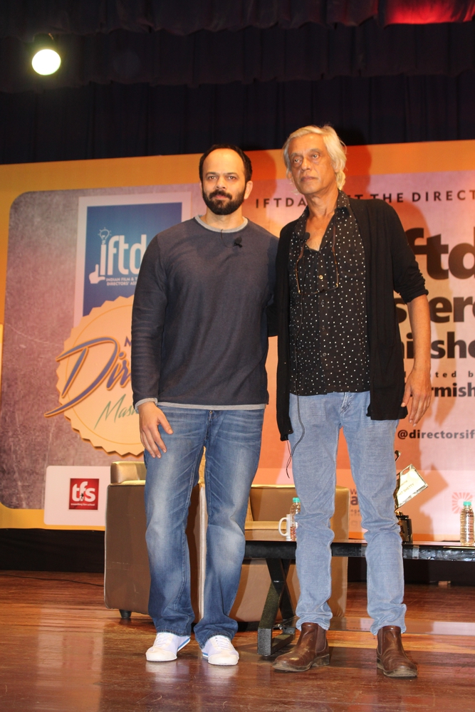 Photos of Bollywood filmmaker Rohit Shetty during the 9th Master Class organised by Indian Film and Television Directors (IFTDA) in Mumbai. Rohit Shetty,Sudhir Mishra,Rohit Shetty at 9th Master Class organised by IFTDA,9th Master Class organised by IFTDA,IFTDA,Indian Film and Television Directors