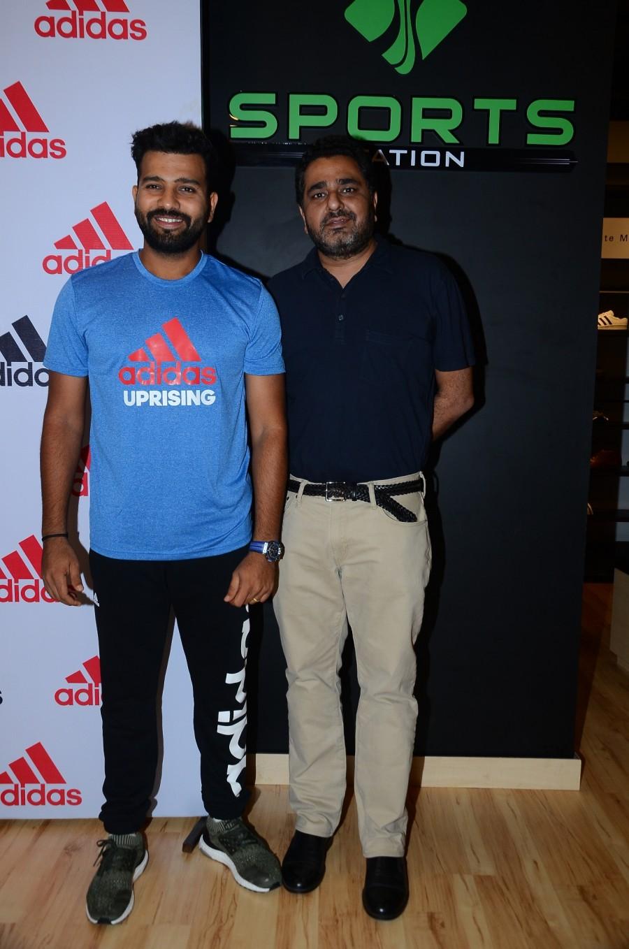 Cricketer Rohit Sharma with Mr. Rishab Soni - MD SSIPL Group at Adidas "Homecourt" Shop-in-Shop at the Sports Station Store, Vama Mumbai. Rohit Sharma,Cricketer Rohit Sharma,Homecourt,Shop-in-Shop,1st Adidas
