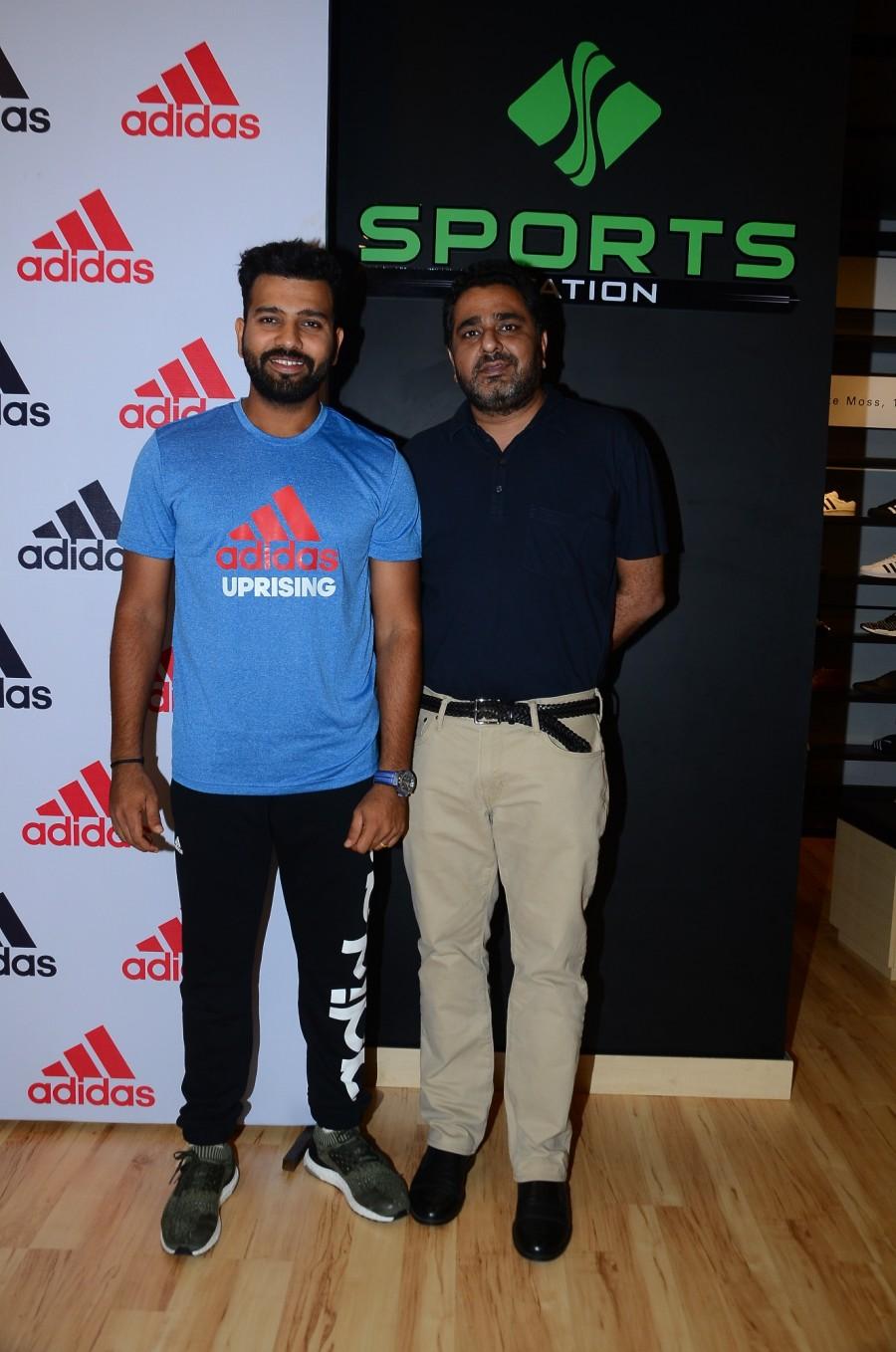 Cricketer Rohit Sharma with Mr. Rishab Soni - MD SSIPL Group at Adidas "Homecourt" Shop-in-Shop at the Sports Station Store, Vama Mumbai. Rohit Sharma,Cricketer Rohit Sharma,Homecourt,Shop-in-Shop,1st Adidas