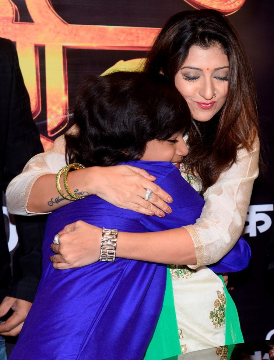 Kartikeya Malviye (Shani) greeting his onscreen mother Juhi Parmar (SangyaChhaya) at the press meet of Karmphal Data Shani. Karmphal Data Shani,Karmphal Data Shani Press Meet,Karmphal Data Shani Press Meet pics,Karmphal Data Shani Press Meet images,Karmphal Data Shani Press Meet photos,Karmphal Data Shani Press Meet pictures