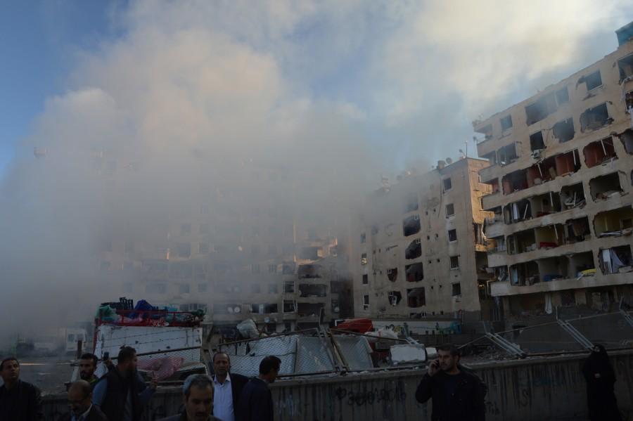 Smoke rises from a street following a blast in Diyarbakir, Turkey. Car bomb,Car bomb explodes after Turkey detains,Car bomb explodes in Turkey,pro-Kurdish lawmakers,Turkey,blast in Diyarbakir,Diyarbakir blast