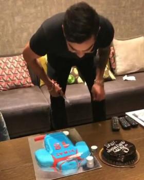 Photos of Indian Test captain Virat Kohli celebrates his 28th birthday with Anushka Sharma at the Queen Hotel in Rajkot.