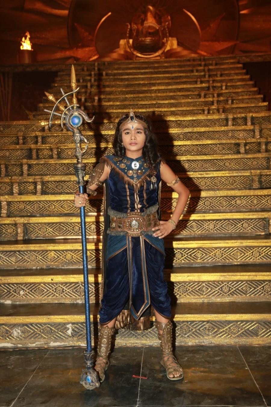 Karthikeya Malviya as child Shani in Karmaphal Data Shani. Karmaphal Data Shani,Karmaphal Data Shani on the sets,Salil Ankola,Juhi Parmar,debutant- Karthikeya Malviye,Diwakar Pundir,Gufi Paintal,Siddharth Kumar Tewary