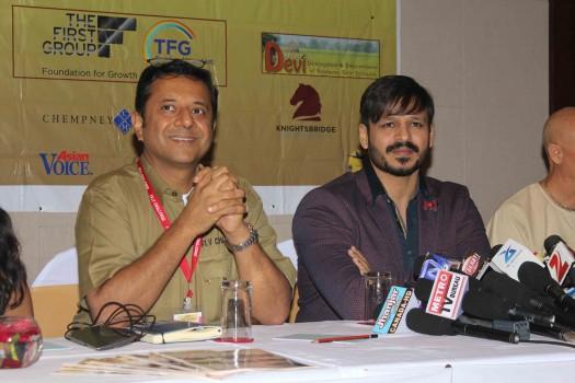 Photos of Bollywood actor Vivek Oberoi during the launch of 'Tuk Tuk Challenge 2016' by Food For Life Vrindavan in Mumbai.