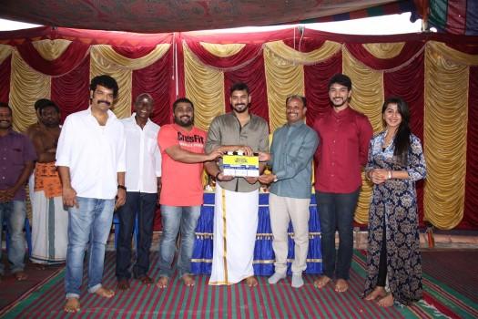 Hara Hara Maha Devki movie Pooja event held at Chennai. Celebs like Gautham Karthik, Nikki Galrani, Rajendran, Santhosh Peter Jayakumar, Ravi Mariya, KE Gnanavel Raja and others graced the event.