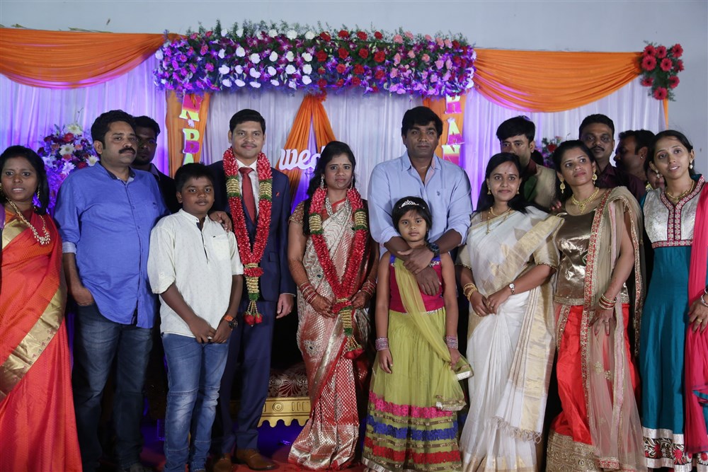 National award winning director Seenu Ramasamy's younger sister R Anitha wedding reception held at Chennai. Celebs like MK Stalin, Kanimozhi, Vijay Sethupathi, Vairamuthu, Udhayanidhi Stalin, Bala, Senthil, Manobala, Kalaipuli S Thanu, Lingusamy, Ameer, G Ramakrishnan, GK Mani, Rajesh, Sanchita Shetty, RV Udhayakumar, E Ramdoss, Bose Venkat, Ilavarasu, RK Suresh, Aruldoss, MS Baskar, G Gnanasambandam, Imman Annachi, V Gowthaman, Ameer, Balaji Venugopal, Soundararaja, Livingston, Sentrayan and others graced the event. Seenu Ramasamy's Sister Wedding Reception,Vijay Sethupathi,MK Stalin,Kanimozhi,Udhayanidhi Stalin,Vairamuthu,Bala,Senthil,Manobala,Kalaipuli S Thanu