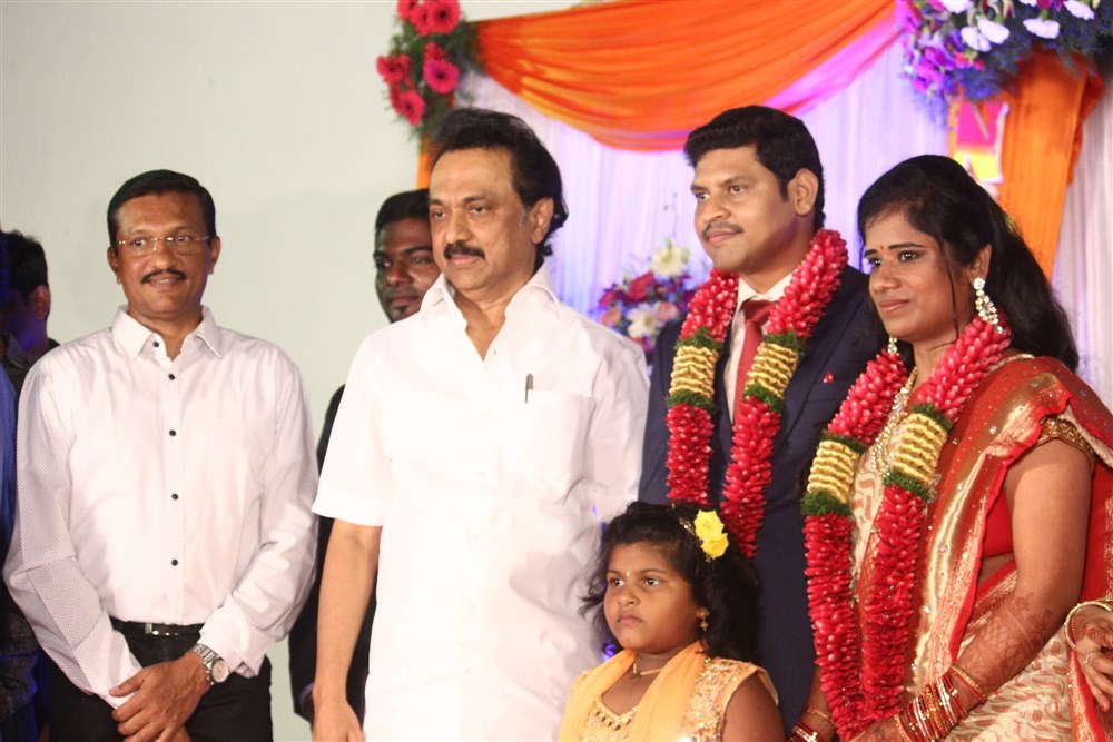 MK Stalin at Seenu Ramasamy's Sister Wedding Reception. Seenu Ramasamy's Sister Wedding Reception,Vijay Sethupathi,MK Stalin,Kanimozhi,Udhayanidhi Stalin,Vairamuthu,Bala,Senthil,Manobala,Kalaipuli S Thanu