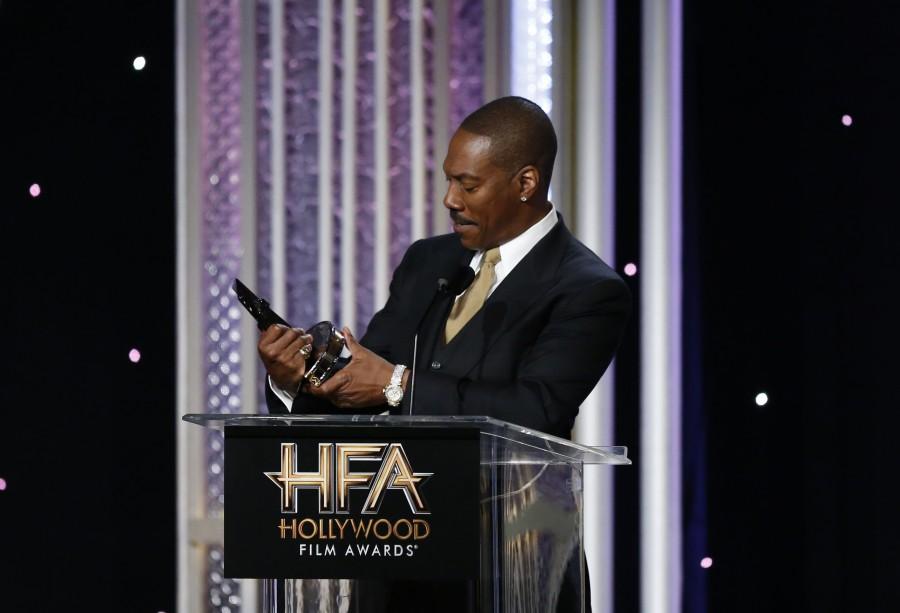 Eddie Murphy accepts the Career Achievement Award at the Hollywood Film Awards in Beverly Hills. Hollywood Film Awards,Celebs at Hollywood Film Awards,James Corden,Justin Timberlake,Robert De Niro,Nicole Kidman,Lilly Collins,Eddie Murphy