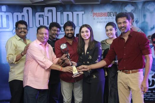 Tamil movie Devi success meet held at Chennai. Celebs like Prabhu Deva, Tamannaah, Vishal, Jayam Ravi, Karthi, Director Vijay, Anthony, RJ Balaji, Manush Nandan, Ishari K. Ganesh, R Parthiban, Lissy, Sathish, RV Udayakumar, KS Ravikumar, Meena, Bharath and Nassar graced the event.