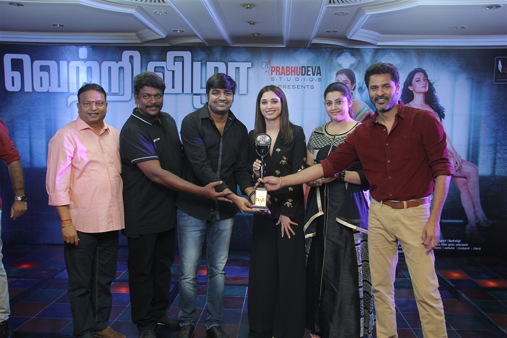 Tamil movie Devi success meet held at Chennai. Celebs like Prabhu Deva, Tamannaah, Vishal, Jayam Ravi, Karthi, Director Vijay, Anthony, RJ Balaji, Manush Nandan, Ishari K. Ganesh, R Parthiban, Lissy, Sathish, RV Udayakumar, KS Ravikumar, Meena, Bharath and Nassar graced the event. Devi Success Meet,Devi movie Success Meet,Prabhu Deva,Tamannaah,Vishal,Jayam Ravi,Karthi,Director Vijay,Anthony,RJ Balaji,Manush Nandan,Ishari K. Ganesh,R Parthiban,Lissy,Sathish