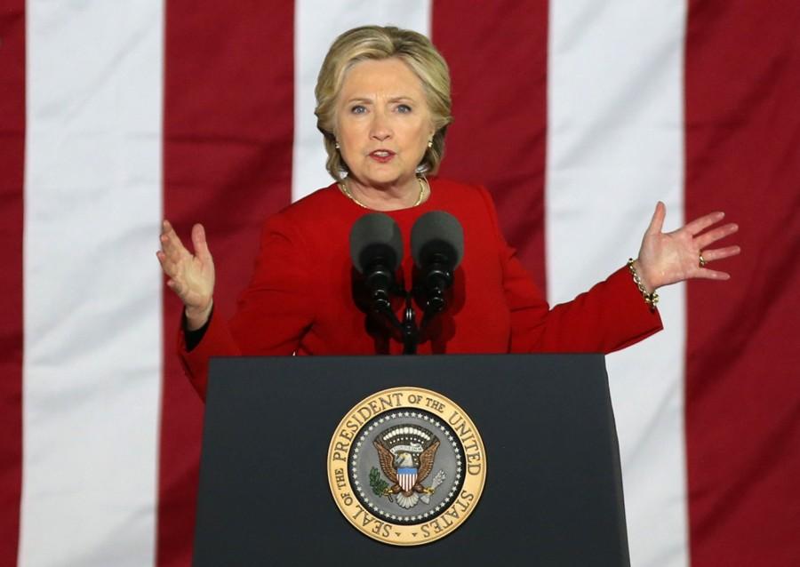 U.S. Democratic presidential nominee Hillary Clinton speaks during a campaign event in Philadelphia, Pennsylvania, U.S. November 7, 2016. Hillary Clinton,Donald Trump,Hillary Clinton and Donald Trump,US Election,US Election 2016,US elections polls,Eve of the election,presidential campaign