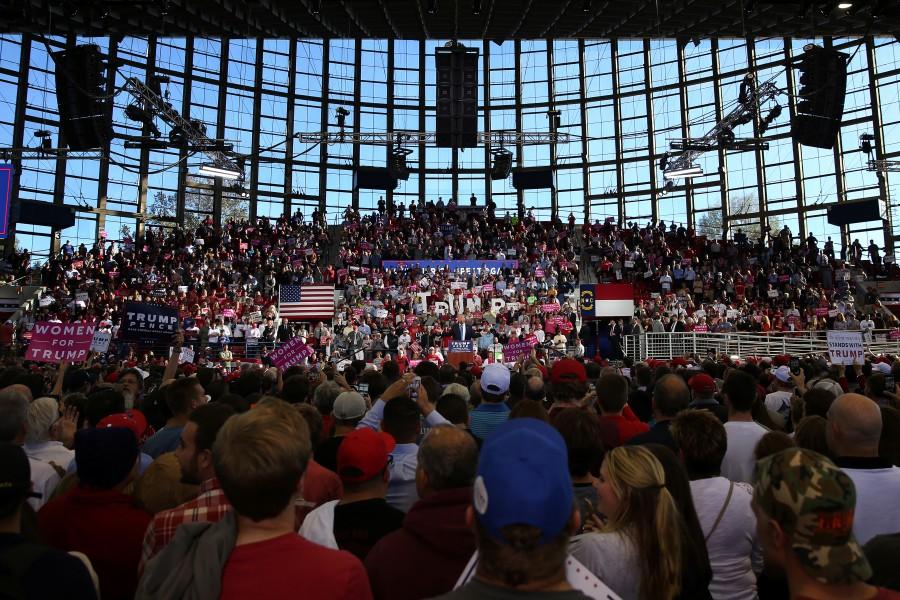 Republican presidential nominee Donald Trump speaks during a campaign rally in Raleigh, North Carolina, U.S. November 7, 2016. Hillary Clinton,Donald Trump,Hillary Clinton and Donald Trump,US Election,US Election 2016,US elections polls,Eve of the election,presidential campaign
