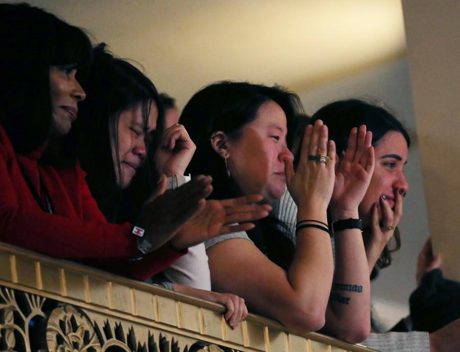 Hillary Clinton's staff react as she addresses them about the results of the U.S. election at a hotel in New York. Hillary Clinton,Hillary Clinton addresses supporters,Donald Trump,president-elect,president election,White House,US election