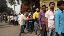Thousands of people flocked to banks on Thursday for exchange or deposit of monetised currency notes of Rs 500 and Rs 1,000.