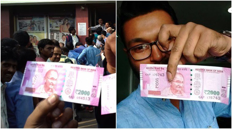 The new notes are here! Selfies with new Rs 500 and Rs 2000 are going viral in social media. RS 2000,RS 500,New RS 2000,Selfie with RS 2000,Selfie with RS 500,Rs 500 and Rs 2000,Selfie,Selfie with new currency