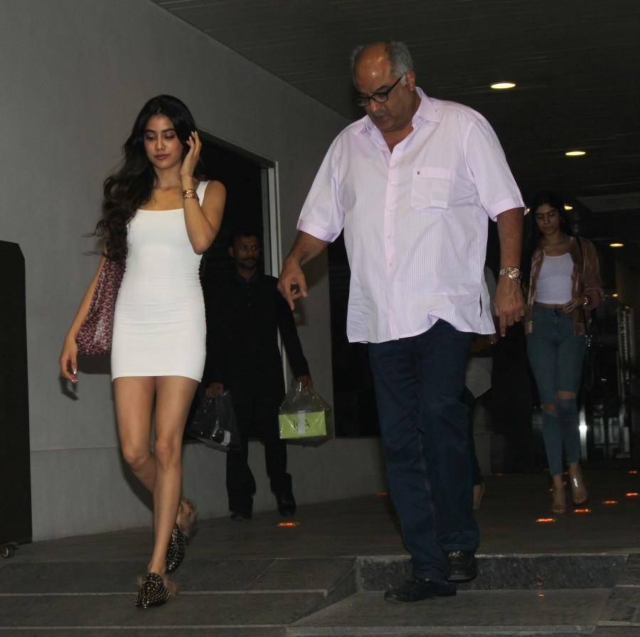 Photos of Producer and director Boney Kapoor with daughter spotted in Mumbai on Nov. 10, 2016. Sridevi,Sridevi Kapoor,Boney Kapoor,Boney Kapoor with her daughter,Sridevi with her daughter,Sridevi daughters,Sridevi daughter